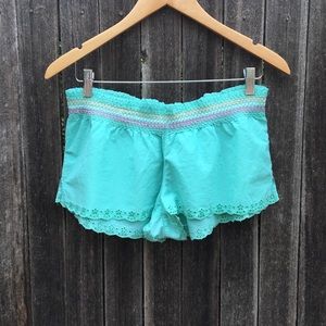 Turquoise Eyelet Sleep Shorts