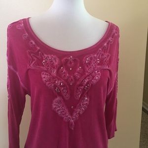 Free People pink beaded top