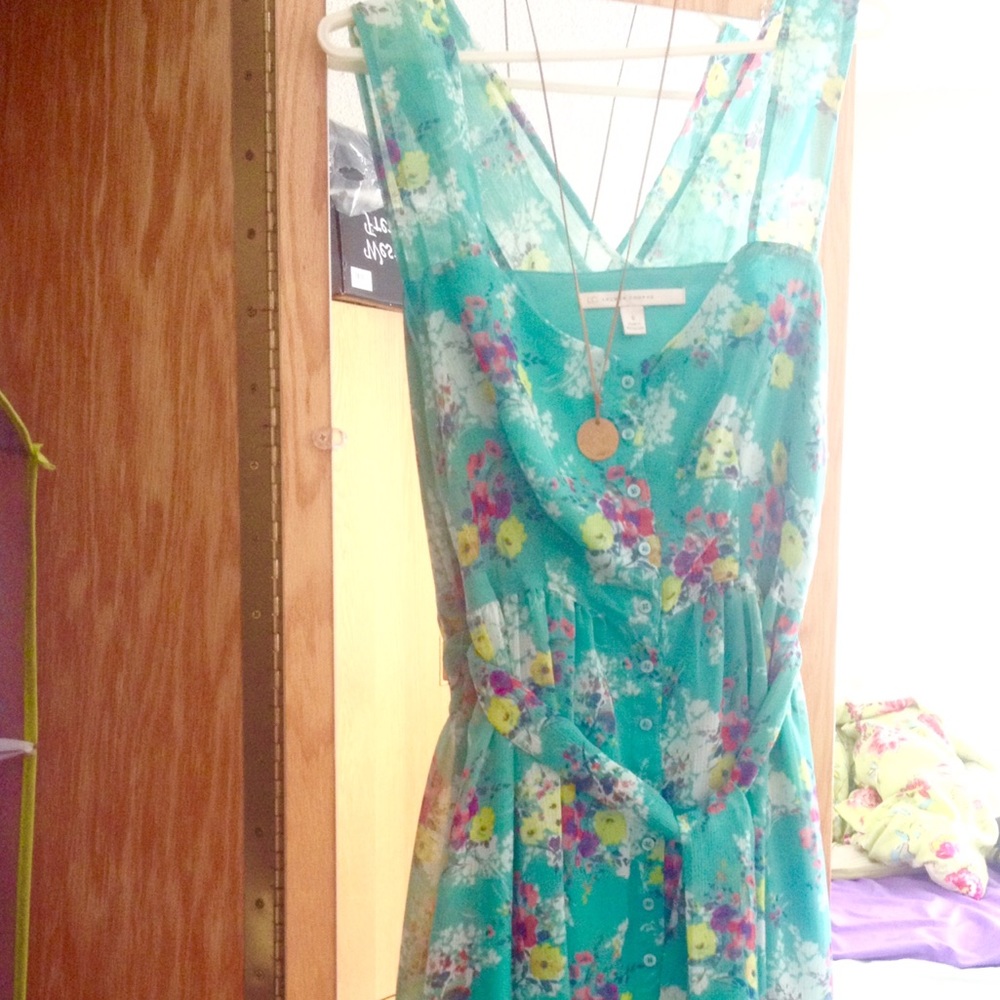 Lauren Conrad sage/mint floral button down dress