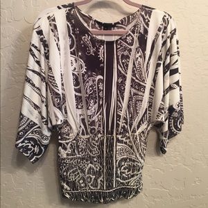 Dark gray and cream blouse.