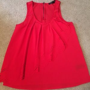 Red Forever 21 Top with Scallop Front Detail