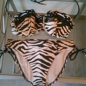 VS Swimwear,  Brown&Black Zebra, 34D, Small Bottom