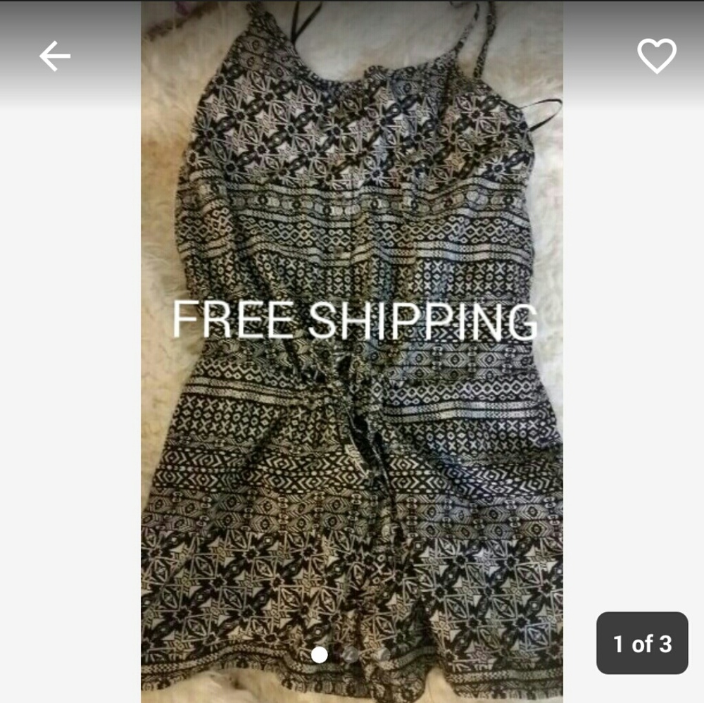 New Drawstring Waist Button Down Tribal Romper