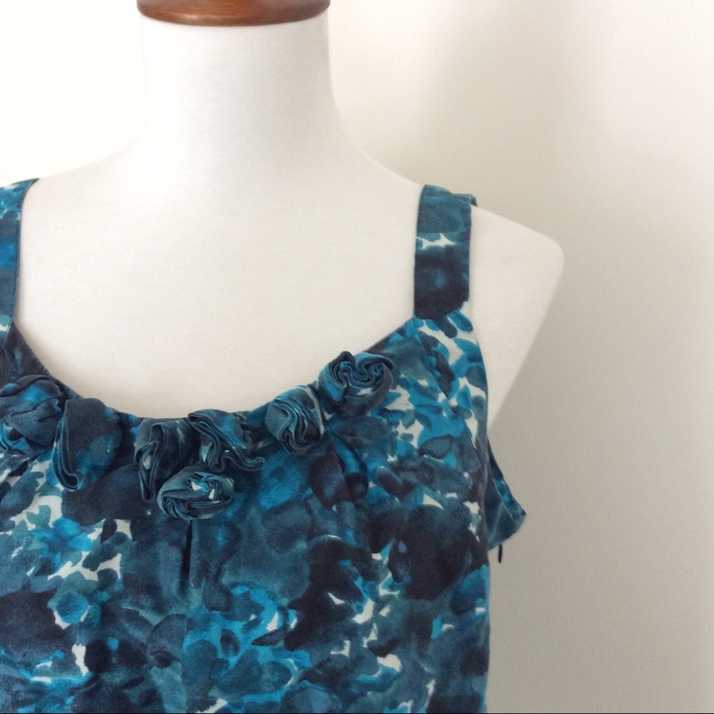J. Crew. Watercolor Floral Rosette Tank Silk_4