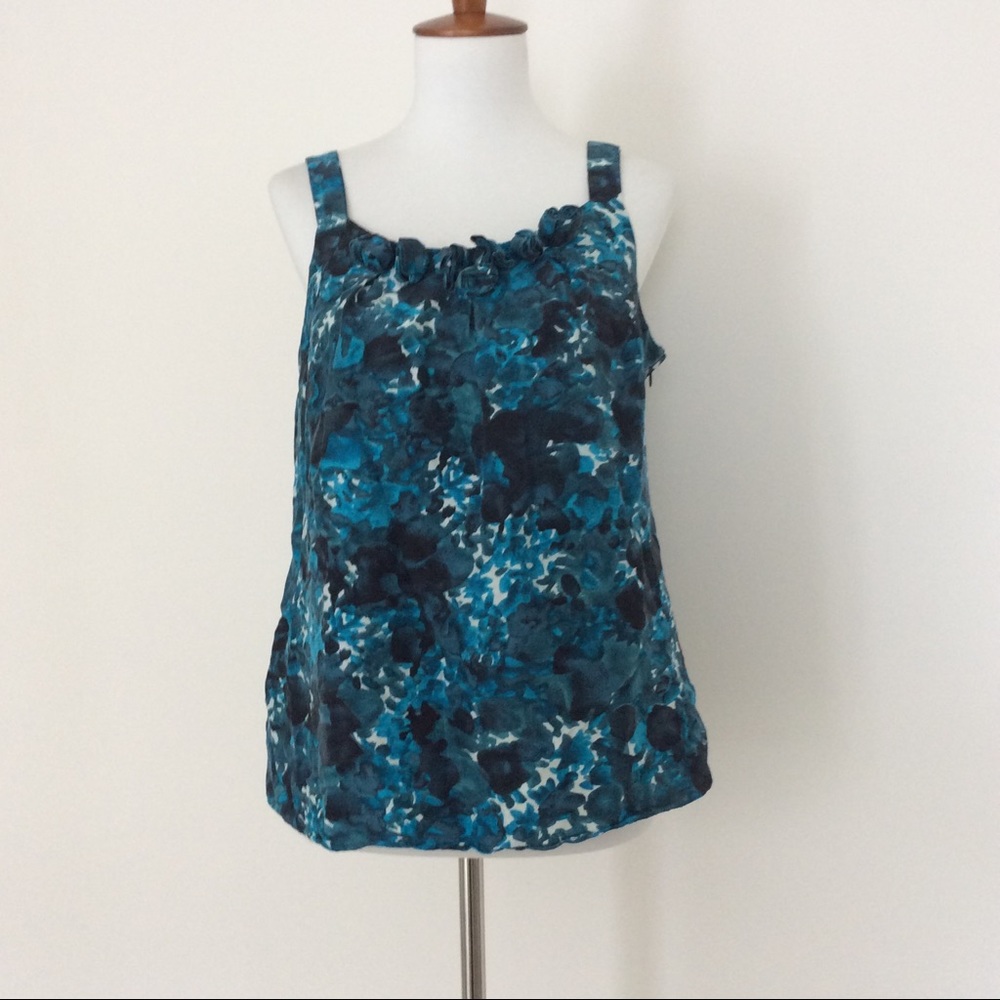 J. Crew. Watercolor Floral Rosette Tank Silk_3