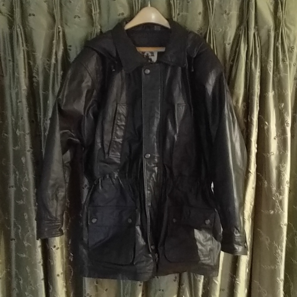 New Leather Winter Coat with Quilted Inner & Hoodi