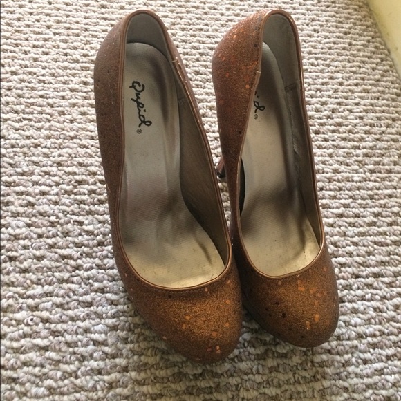 Sparkly bronze platform shoes - Picture 1 of 5