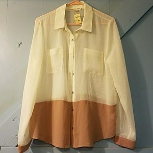 Cream and Mocha sheer blouse