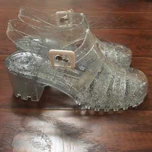 Clear Glitter Jelly Sandals