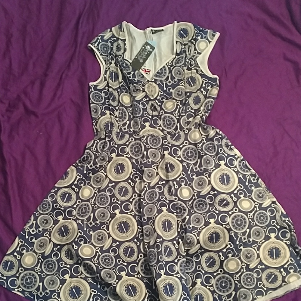 Clock print doctor who inspired steam punk dress