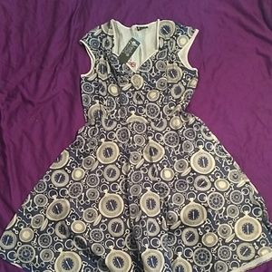 Clock print doctor who inspired steam punk dress