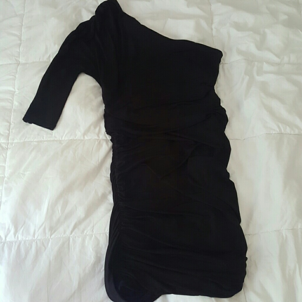 Express one sleeve black dress