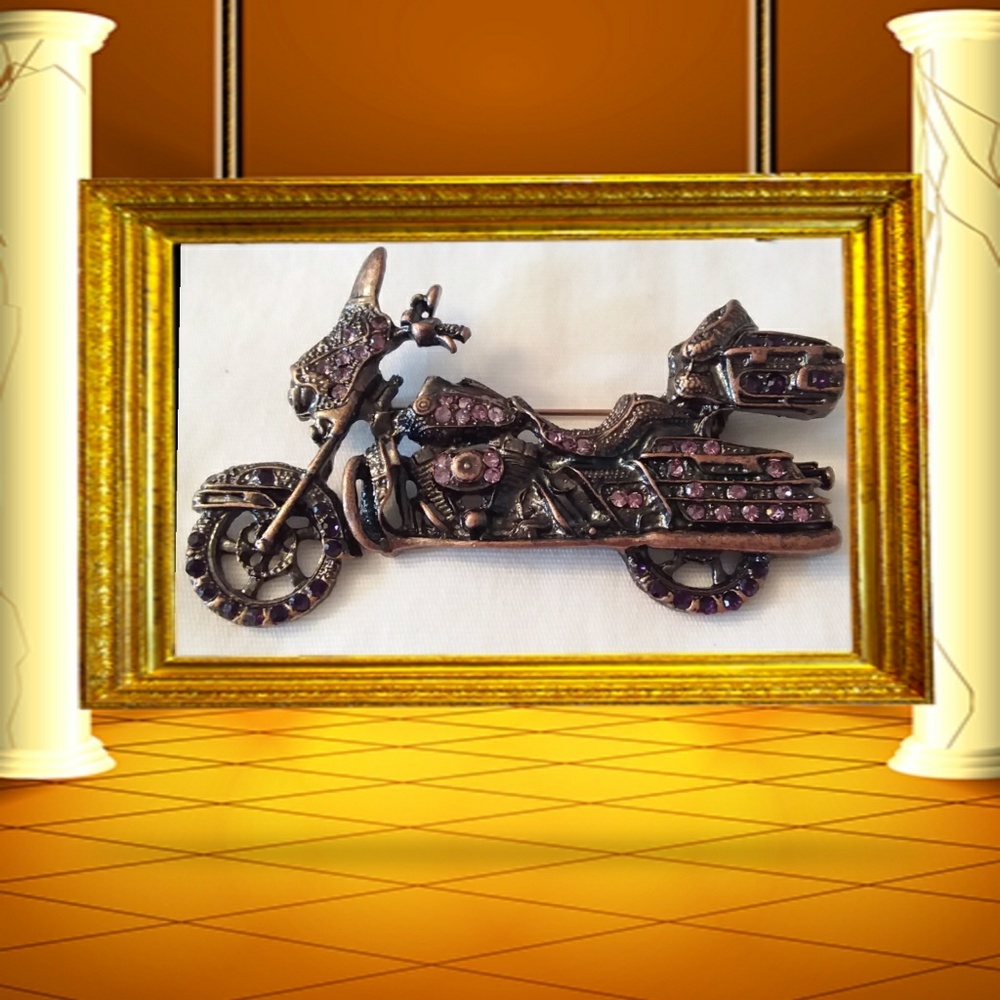 Motorcycle brooch, bronze