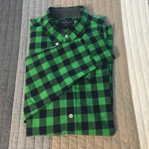 American Eagle green and blue checkered shirt