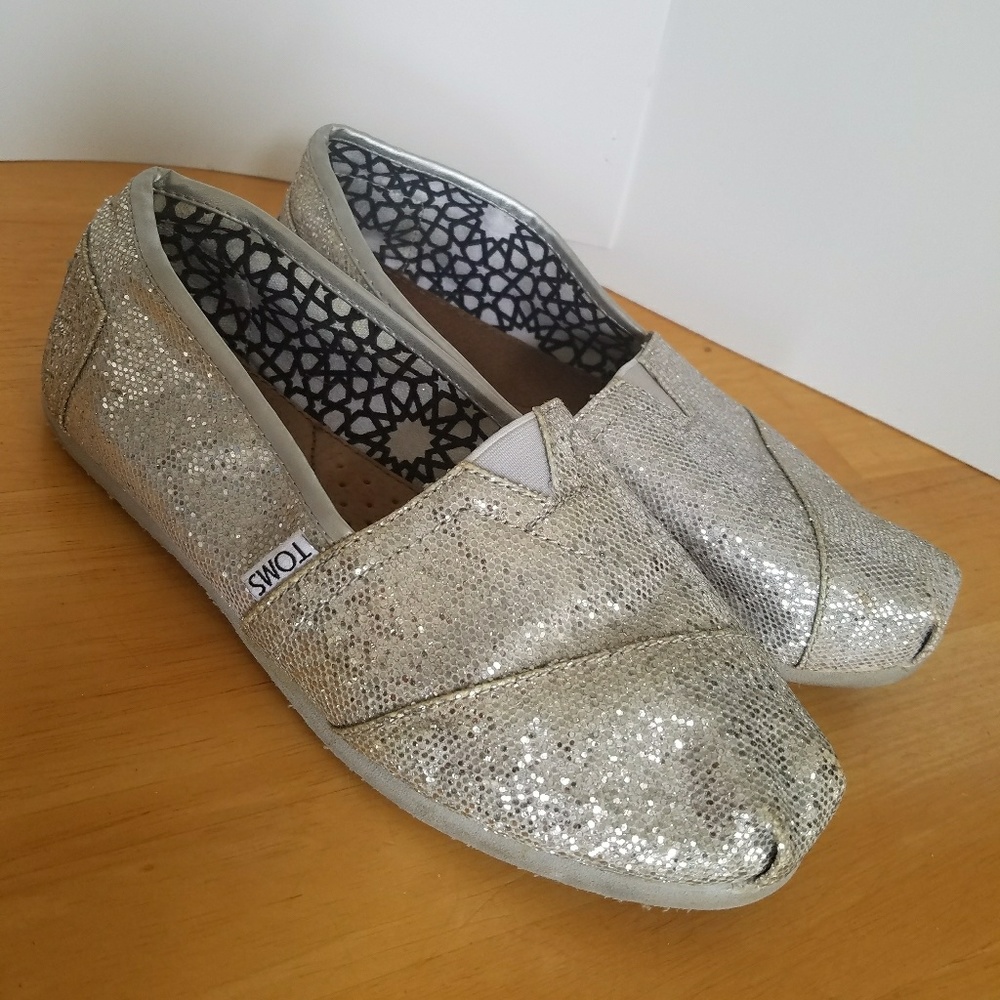 Silver Sequin Toms