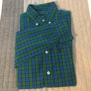 American Eagle green and blue plaid shirt