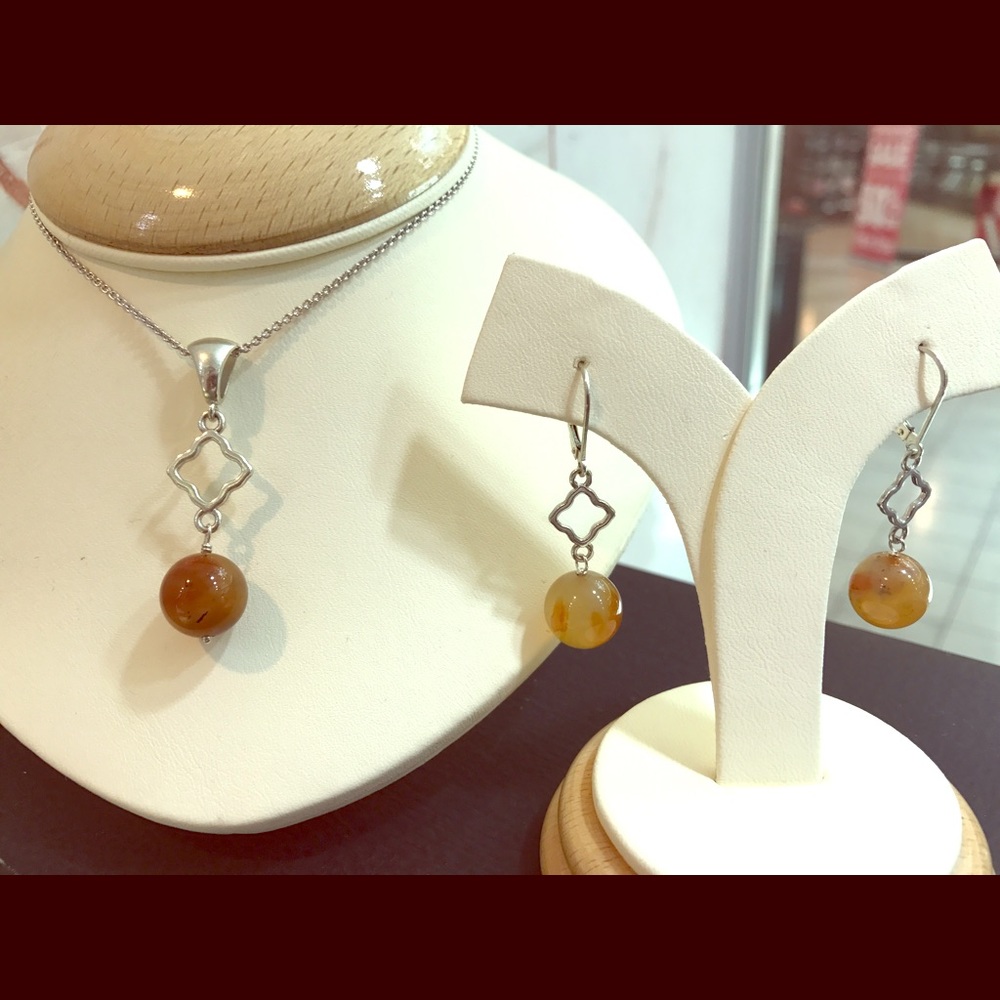 Natural Jasper Necklace and earrings set