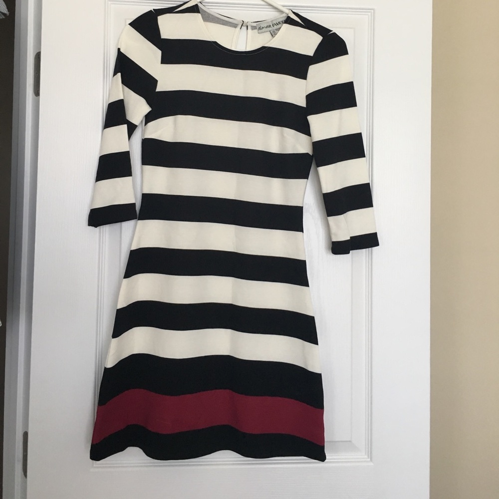 Black and white striped dress