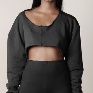 Matte cutoff sweatshirt as seen on Bella Hadid