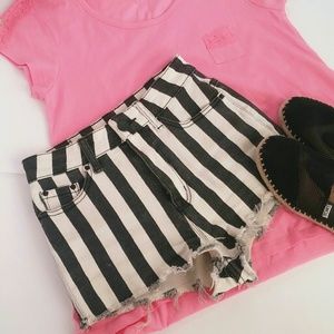BDG High Rise and Cheeky Stripe Shorts