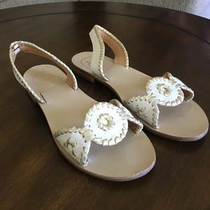 Jack Rodgers "Liliana" sandal in bone/gold