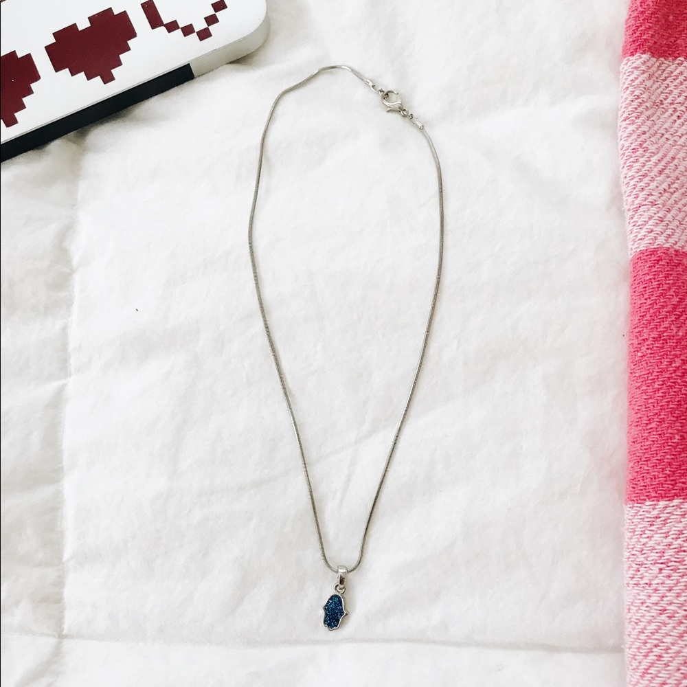 Blue opal hamsa necklace