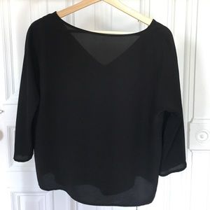 Madewell Black Silk Blouse with V-Back, XS
