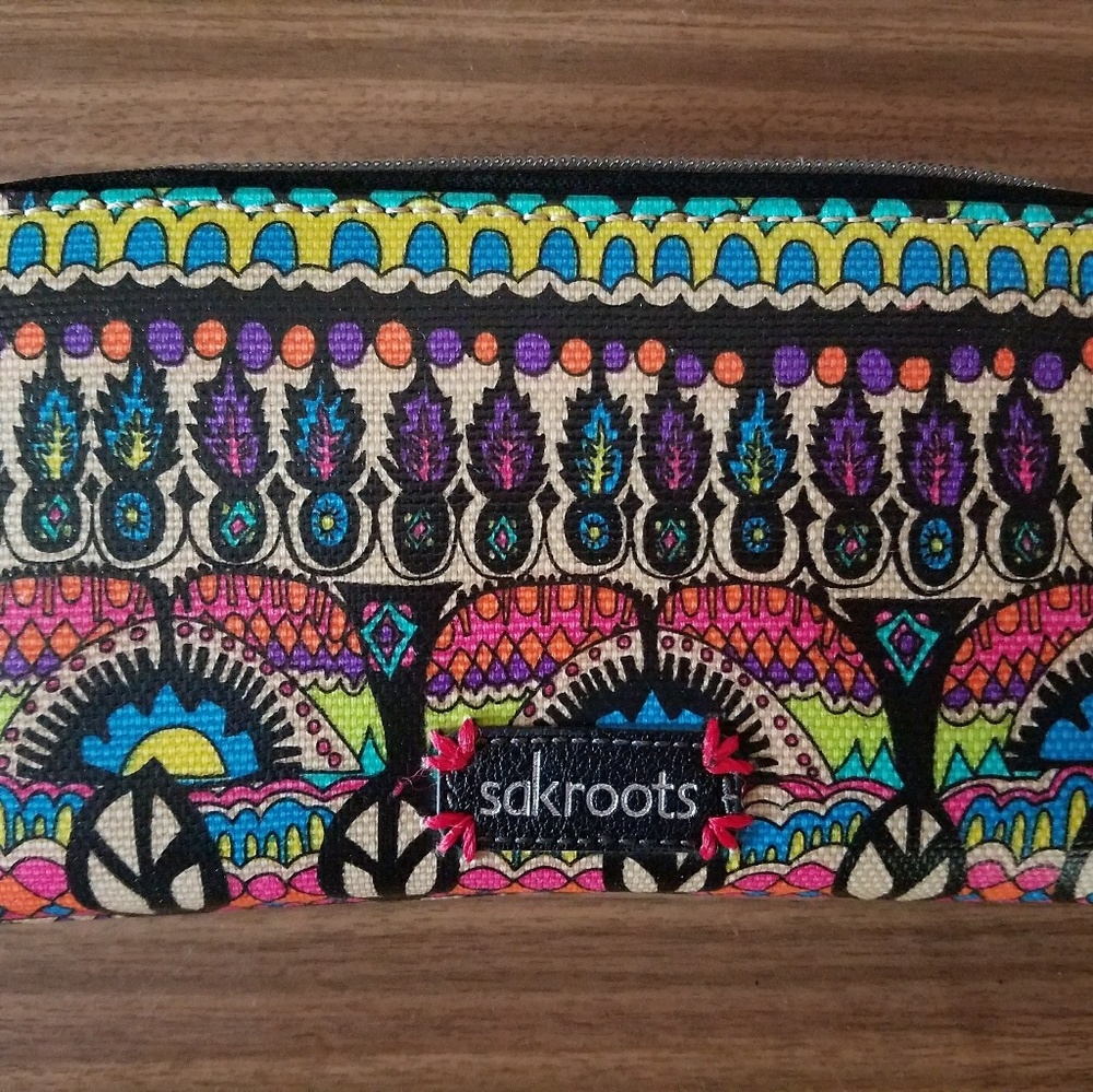 Sakroots wallet with embroidered elephant