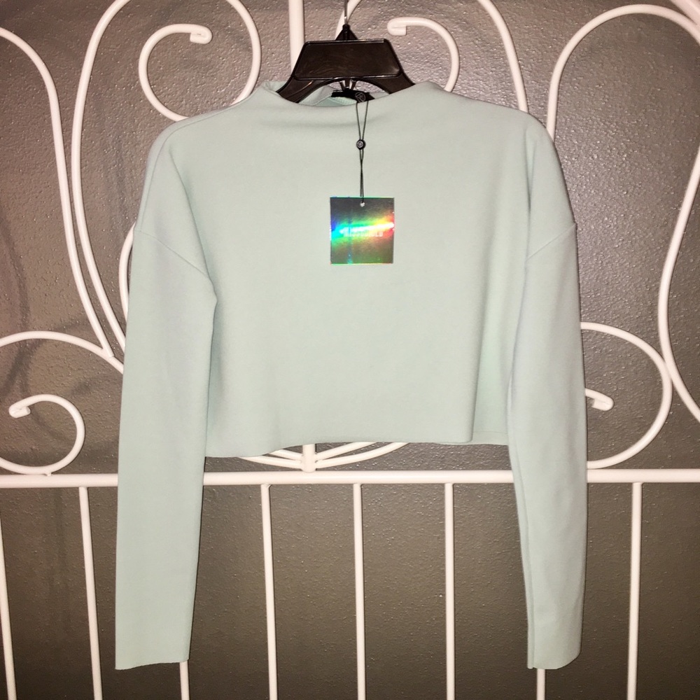 High neck mint green crop top