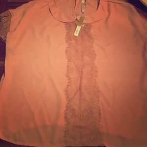Blouse with lace trim