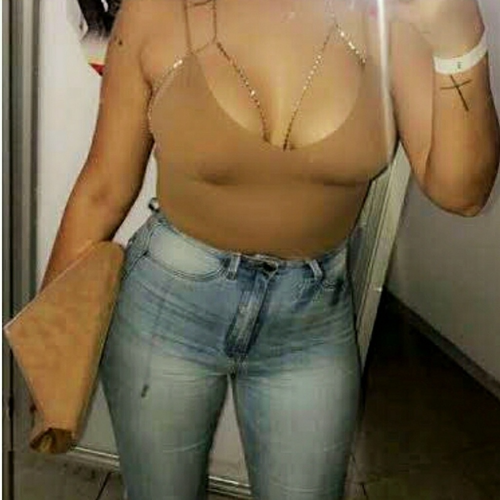 Jeweled bralet silver and rhinestone body chain