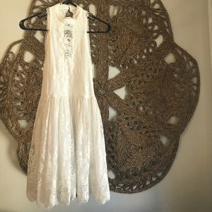 Free People Ivory Lace high neck dress