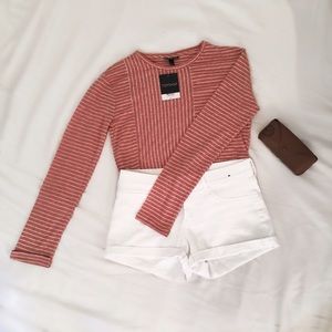 Topshop Pink/White Striped Top