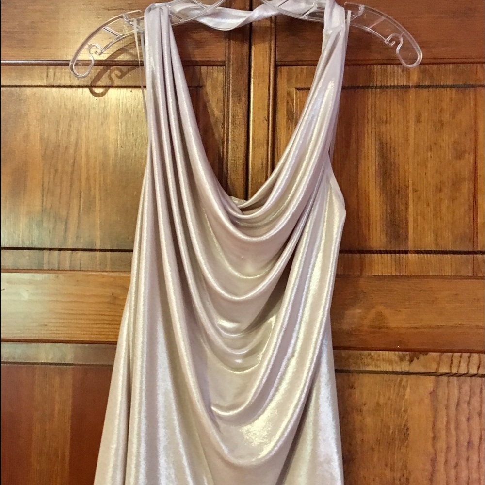 Express Rose-Gold/Champagne Shimmer Halter Top
