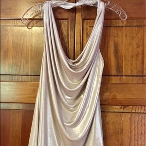 Express Rose-Gold/Champagne Shimmer Halter Top