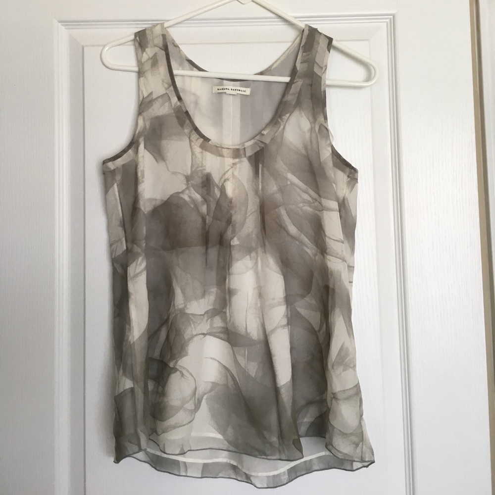 Grey and white floral blouse