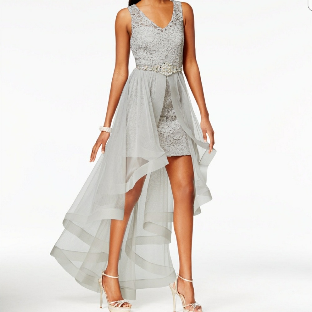 Silver high low dress!