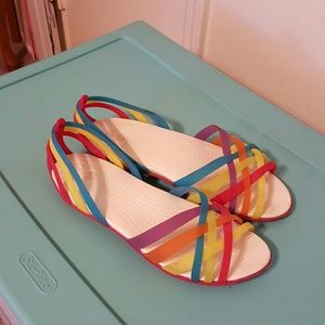 Crocs Rainbow Huarache Flat Sandals Size 7