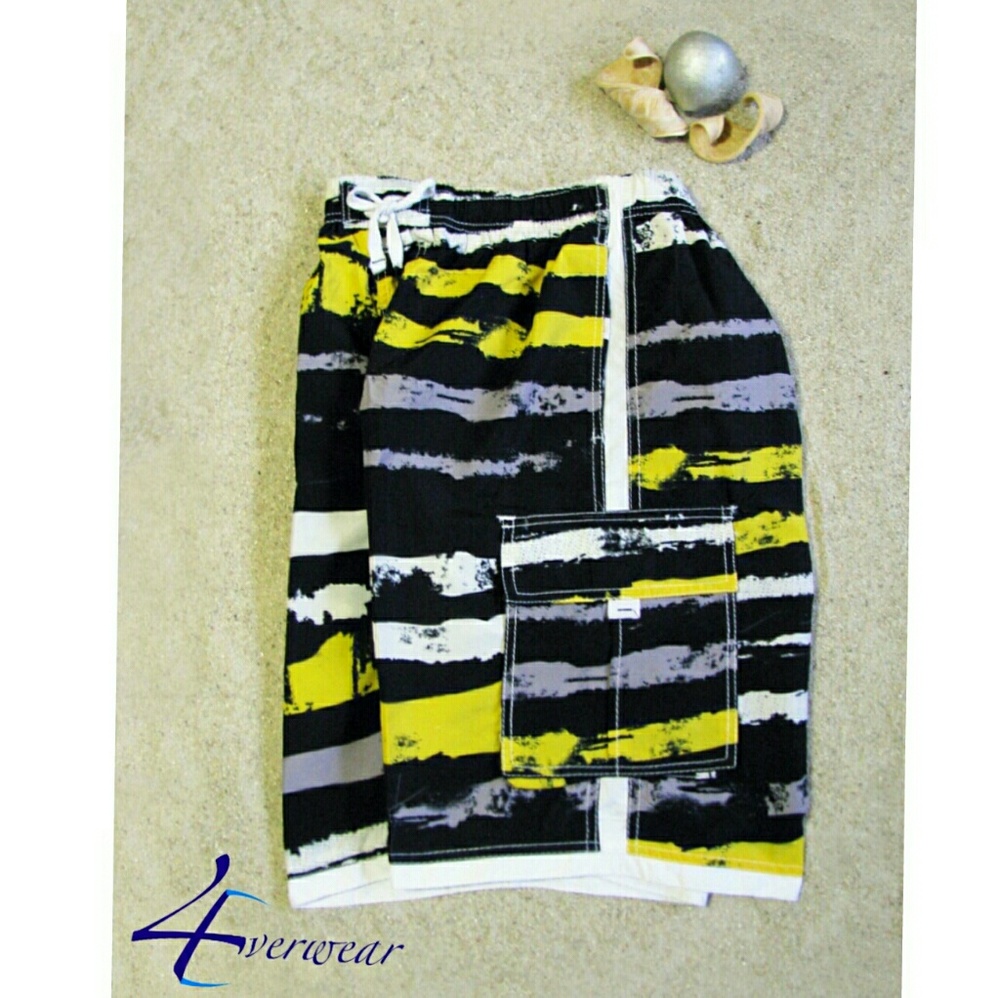 BREAK AWAY STRIPED SWIM TRUNKS