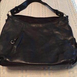 Genuine Leather Purse Black with Silver hardware