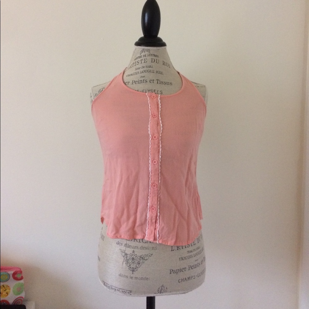 Peach Pink Forever 21 Button Up Tank Top
