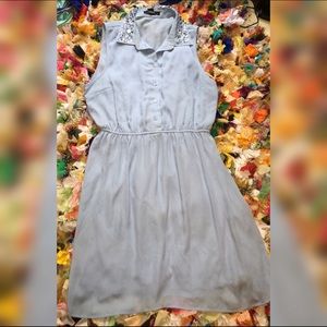 Periwinkle Dress w/ Jeweled Collar