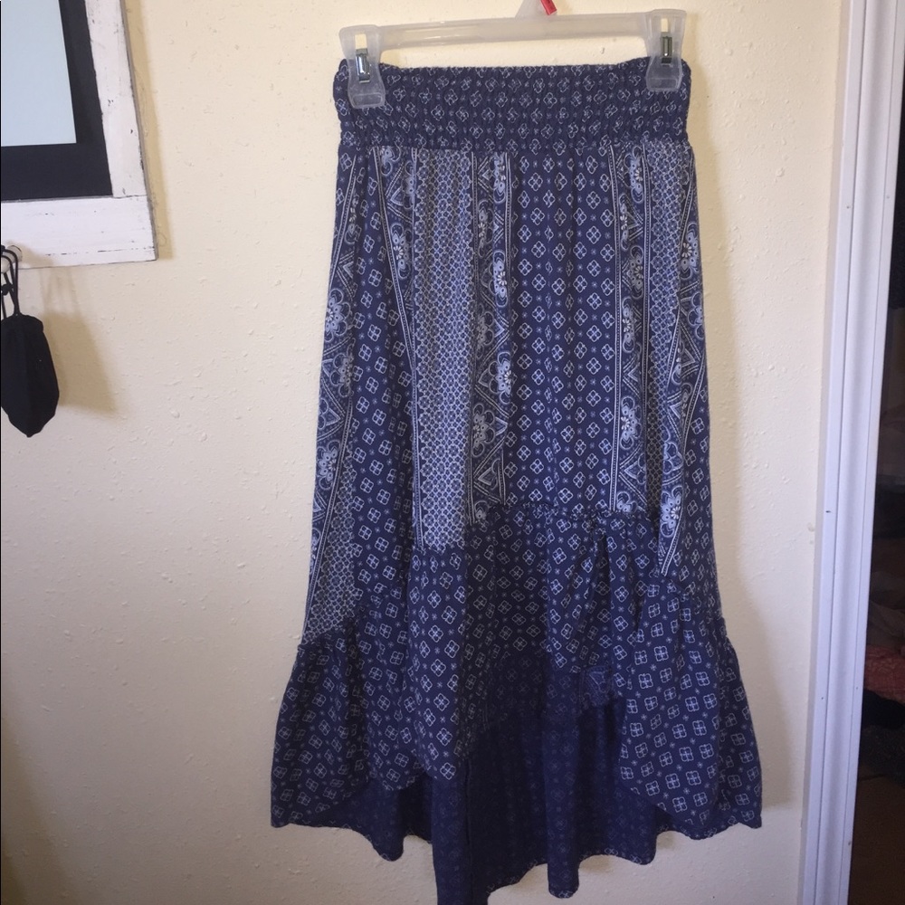 Blue high low skirt