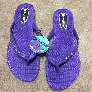 chatties Shoes | Purple Rhinestone Studded Purple Flip Flops Bnwt | Poshmark