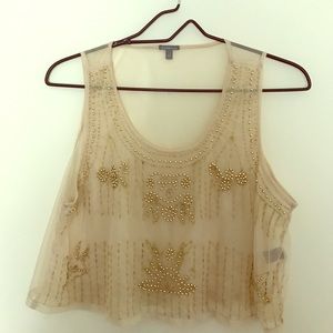 Charlotte Russe Gold Beaded Crop Top