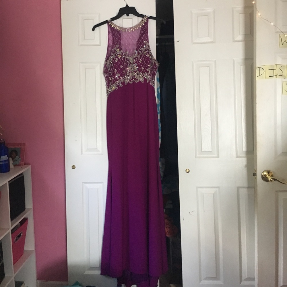 Plum Formal Dress w Iridescent Detailing