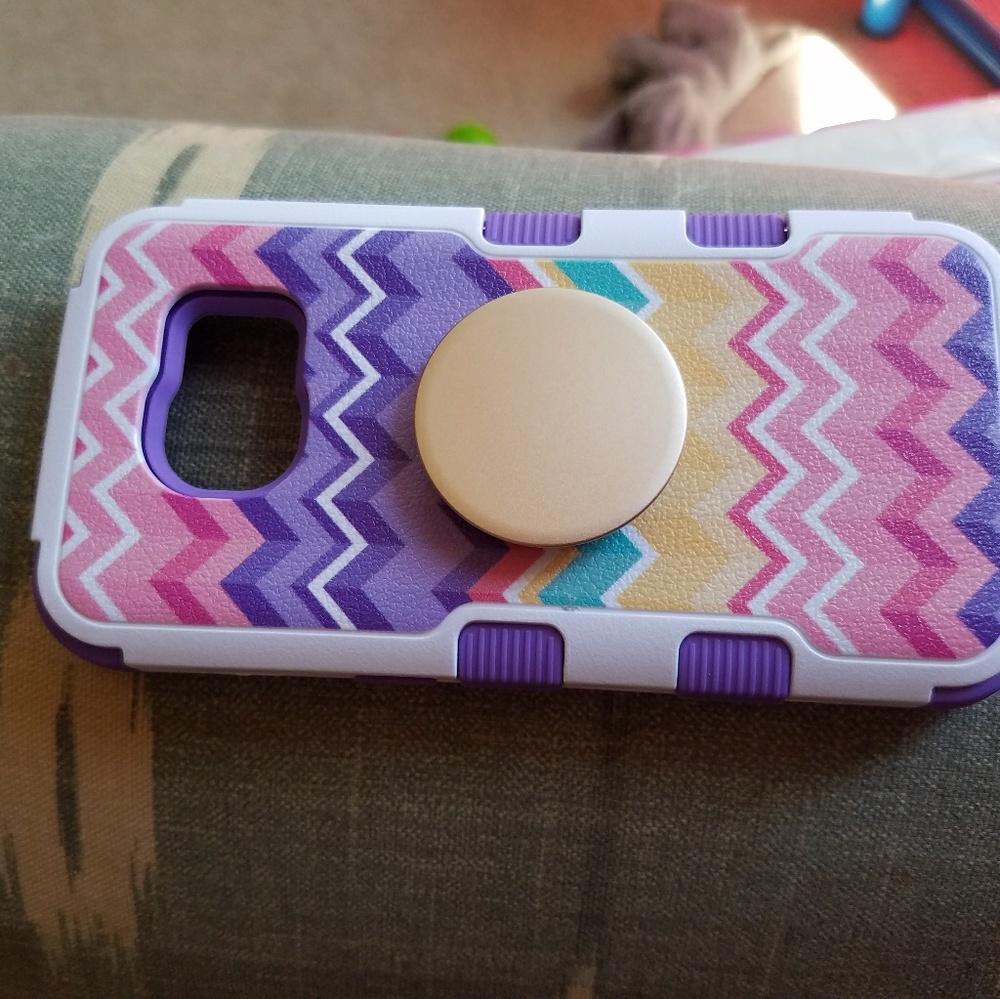  Rainbow chevron galaxy s7 case w/ pop socket 