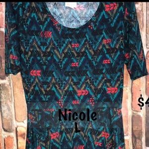 NWT Lularoe Large Nicole Dress Arrow Feathers