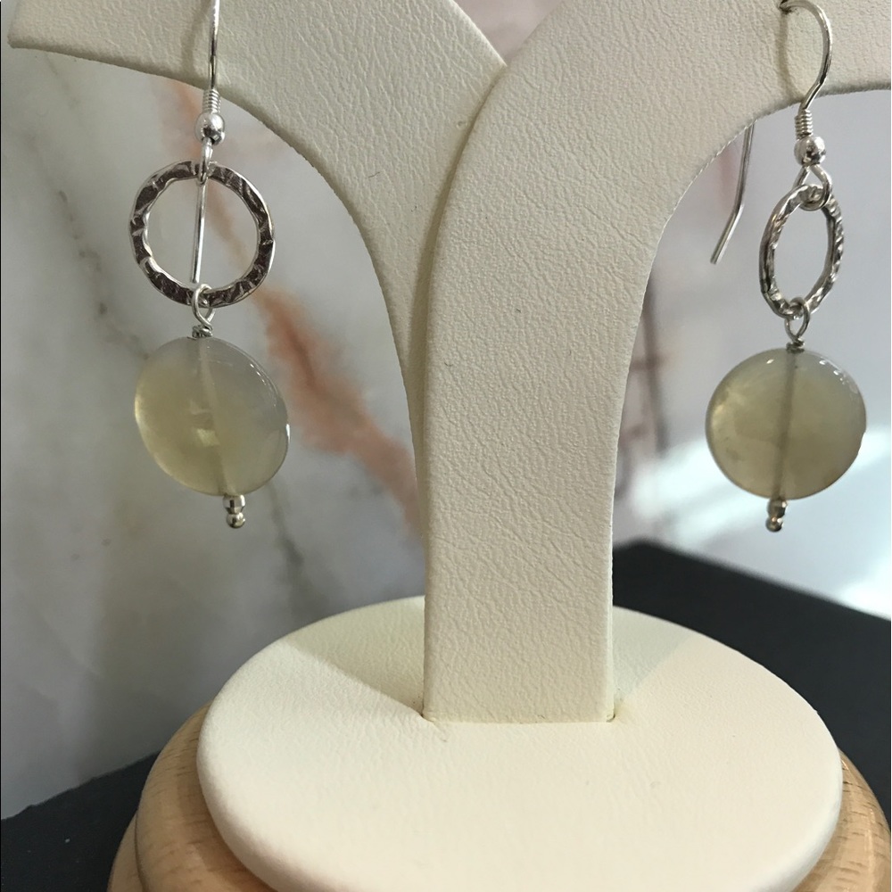 Natural Moonstone earrings set in Sterling Silver