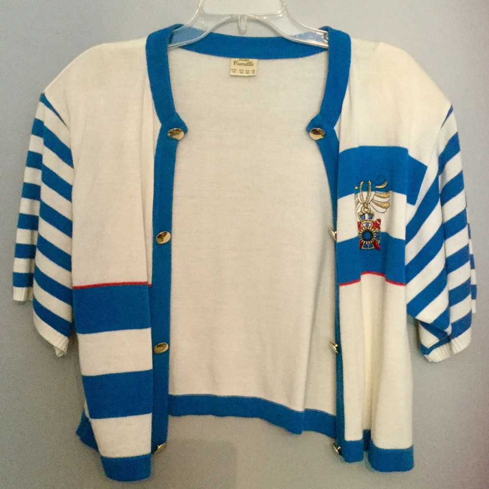 Cute, Vintage Nautical Knit Shrug Cardigan